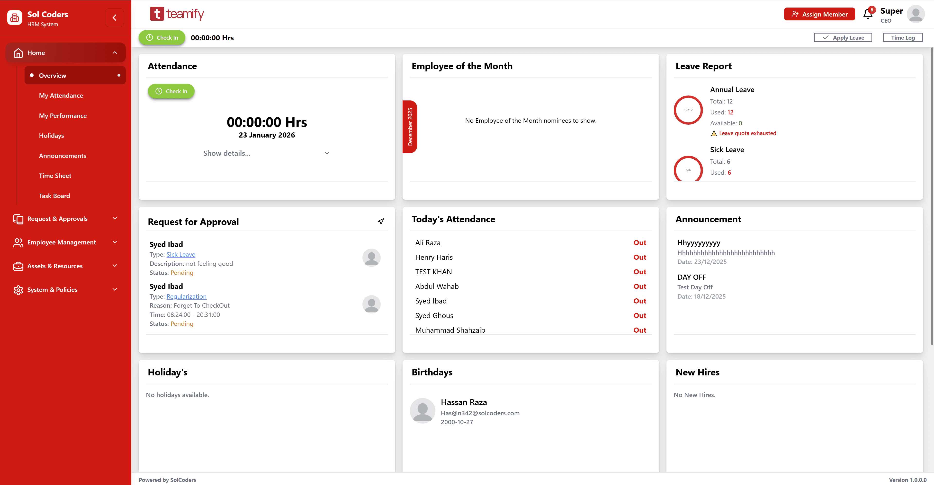 HRM System - Teamify