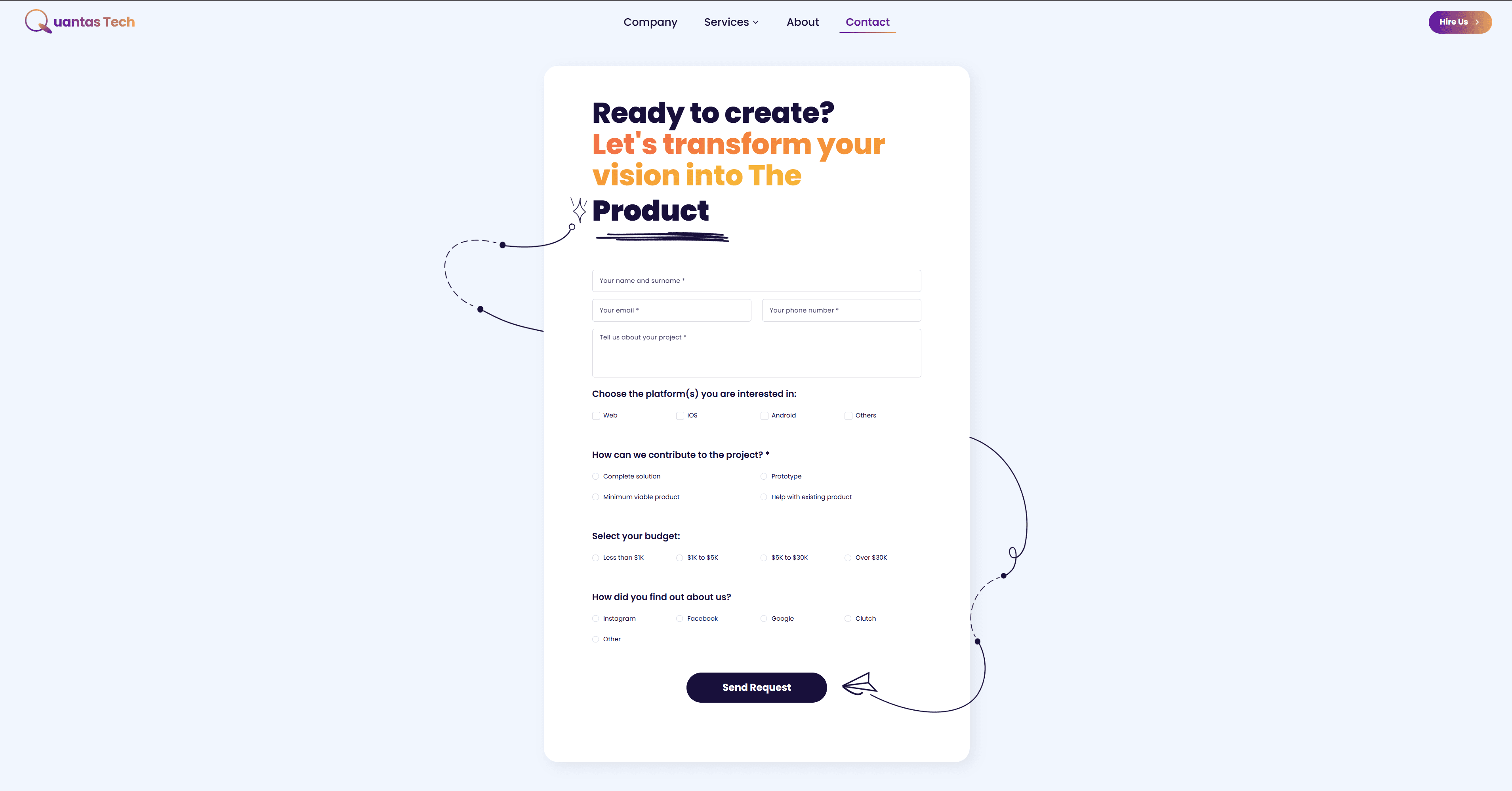 Contact Section - Get in touch form and information